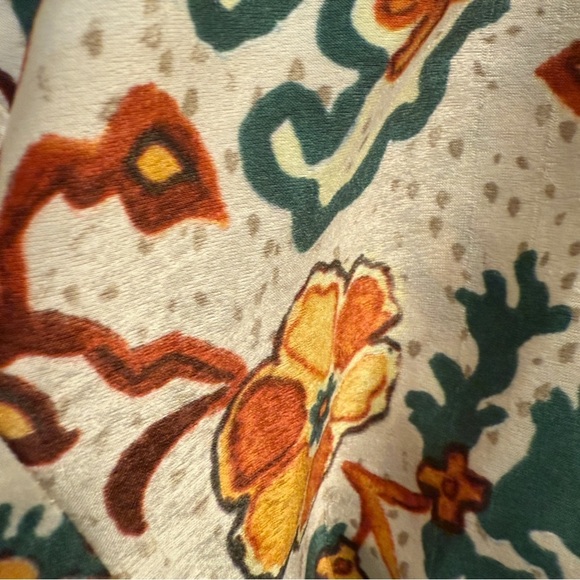 ZARA Oversized Boho Floral Wrap Blouse Tie Waist Cream Multicolor Retro Print XS - Picture 8 of 8